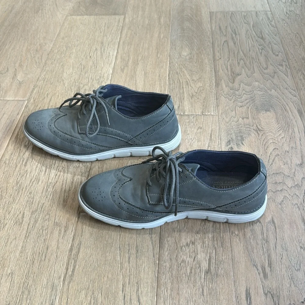 DEXTER Comfort Memory Foam Wingtip Oxfords Men's Size 8 Gray Faux Suede - Picture 5 of 7